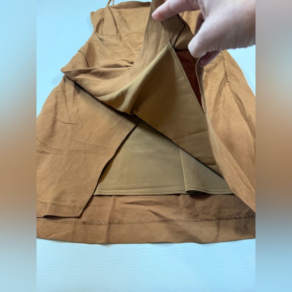 NWOT Astr the Label Isadora Pleated linen brown Minidress size women medium (P) - Picture 13 of 16